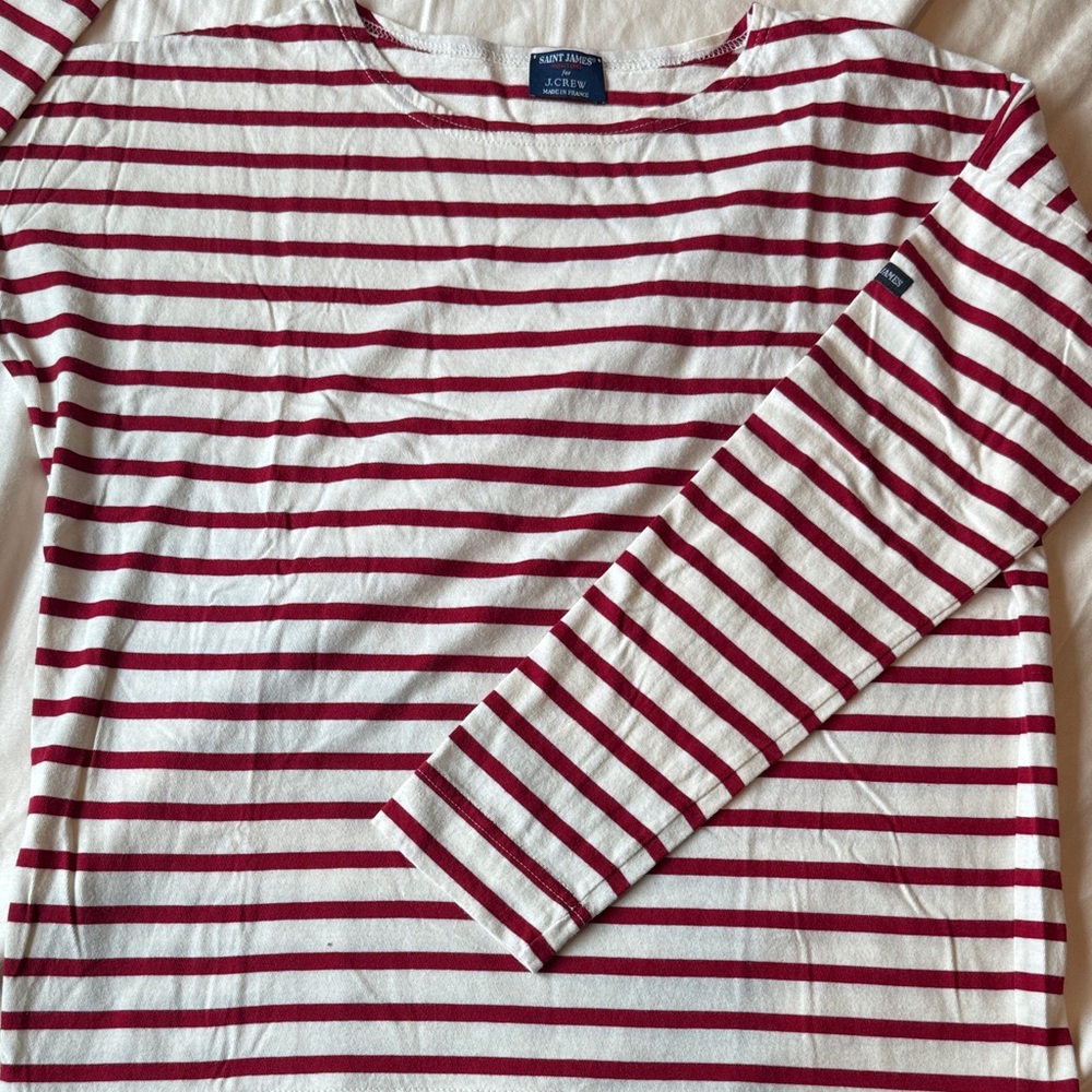 Red and White Striped Long Sleeve Tee